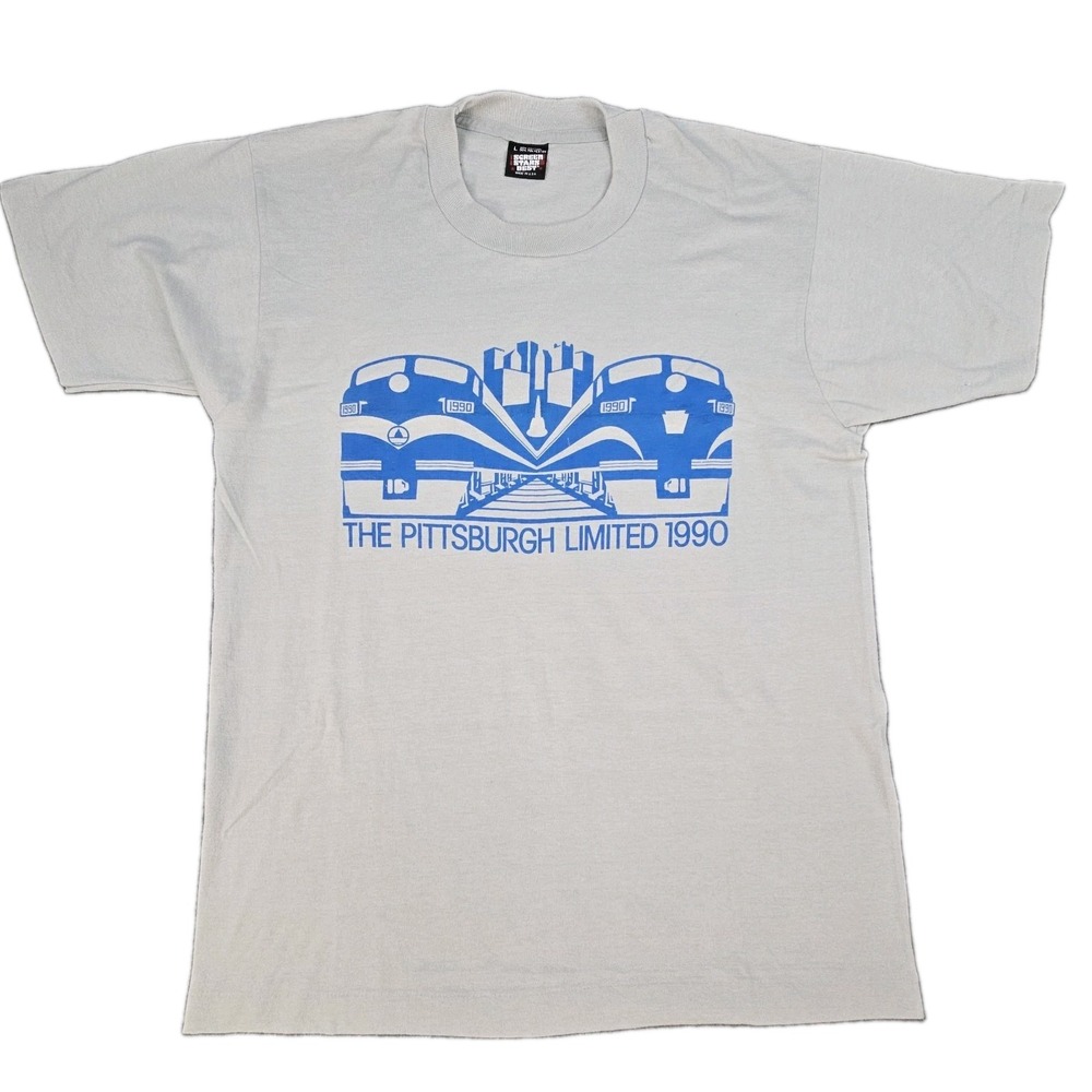 Vintage Pittsburgh 1990 Limited Railroad T Shirt Advertising Graphic Art L